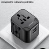 USAMS Adapter siec. 2xUSB T55 12W4w1 US/AU/EU/UK czarny/black CC173TC01 (US-CC173) Univesal Travel Charger